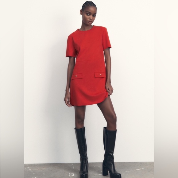 Zara Kelly Shift Dress in Red size M - Picture 6 of 7